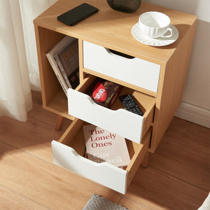 Sengebord Bordkak 55x48x30 cm egetræslook/hvid [en.casa]
