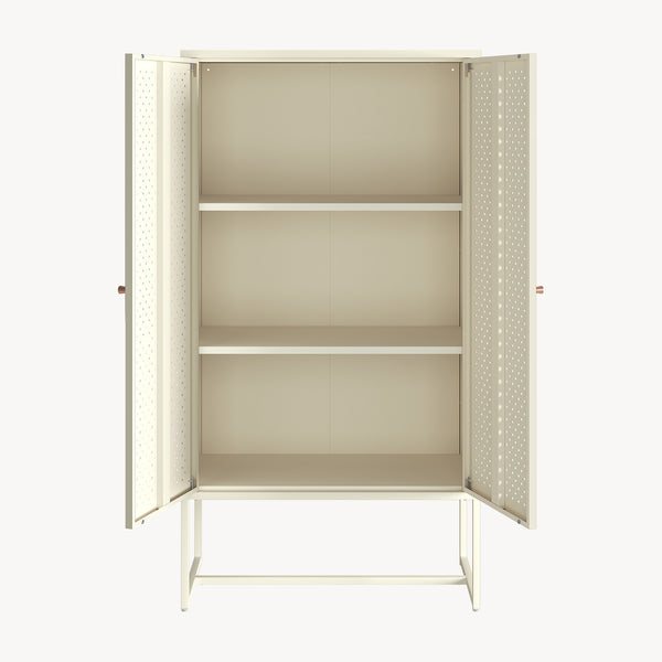 Highboard Viitasaari 150x80x40 cm stål cremehvid [en.casa]