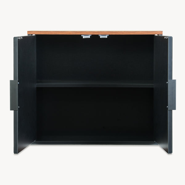 Spejlskab Trond 50x60x15 cm Sort/Valnøddeudseende [en.casa]