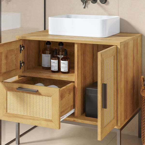 Vaskeskab Marhasa 60x60x40 cm Eg-look/Sort [en.casa]