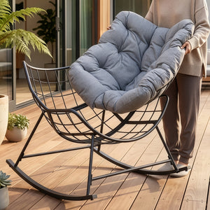 Kurvestol Villeneuve 85x90x91 cm Sort/Grå [en.casa]