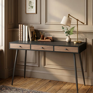 Skrivebordsskammel 115x48x76 cm Sort/Valnøddetrælook [en.casa]