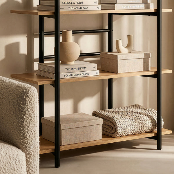 Bogreol Kappespoo 124x80x35 cm Sort/Egeoptik [en.casa]
