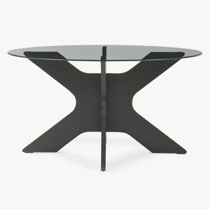 Sofabord Imi med glasplade Ø70x35 cm Sort/Grå [en.casa]