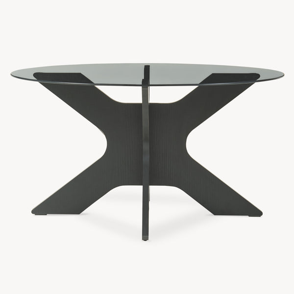 Sofabord Imi med glasplade Ø70x35 cm Sort/Grå [en.casa]
