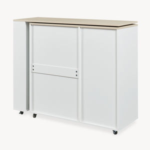 Rullbar køkkenø med drejelig bordplade Kudebola 115x40x94 cm egetræslook/hvid [en.casa]