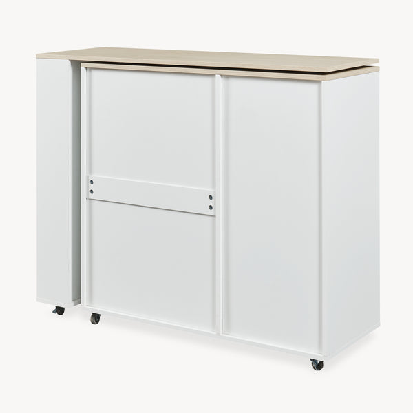 Rullbar køkkenø med drejelig bordplade Kudebola 115x40x94 cm egetræslook/hvid [en.casa]