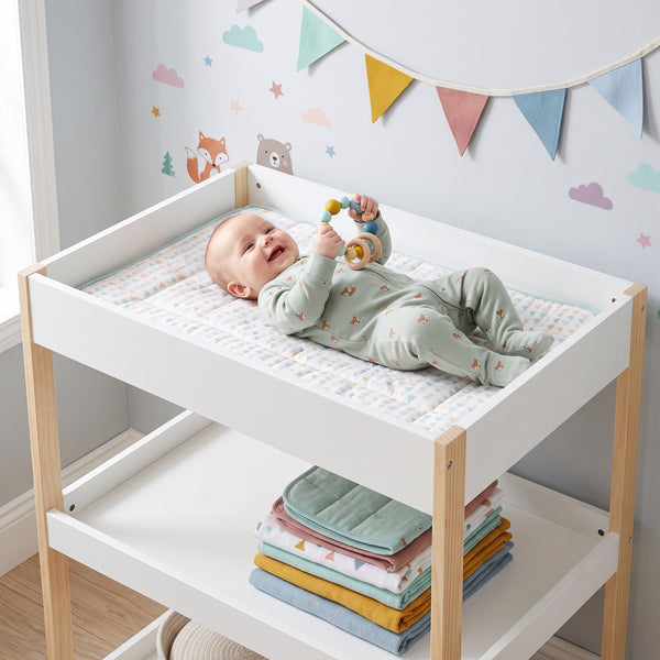 Puslebord Oupilu med 2 hylder 91x82x53 cm Hvid [en.casa]