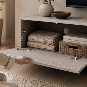 TV-skab Kapipimso med 3 klapper 194x31x37 cm egetræslook, grå [en.casa]