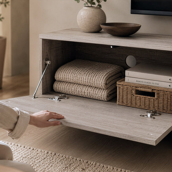 TV-skab Kapipimso med 3 klapper 194x31x37 cm egetræslook, grå [en.casa]