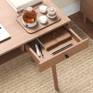 Habo skrivebord med hylde og skuffe 115x48x74cm Mørkt træ en.casa