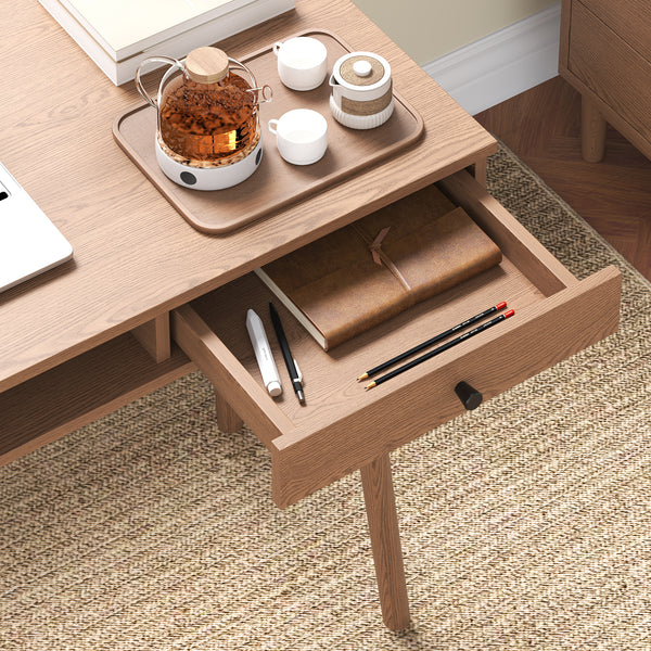Habo skrivebord med hylde og skuffe 115x48x74cm Mørkt træ en.casa