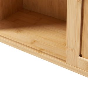 Grums væghylde med to skydedøre 92,5x20x33cm bambus [en.casa].