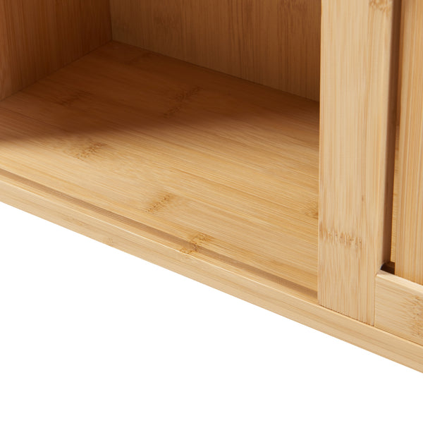 Grums væghylde med to skydedøre 92,5x20x33cm bambus [en.casa].