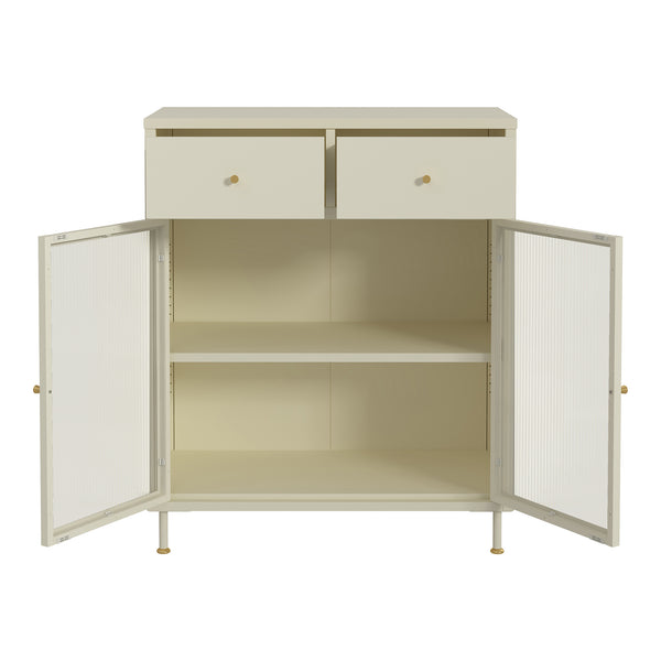 Skænk Lindau stål 97x80x40 cm cremehvid [en.casa]