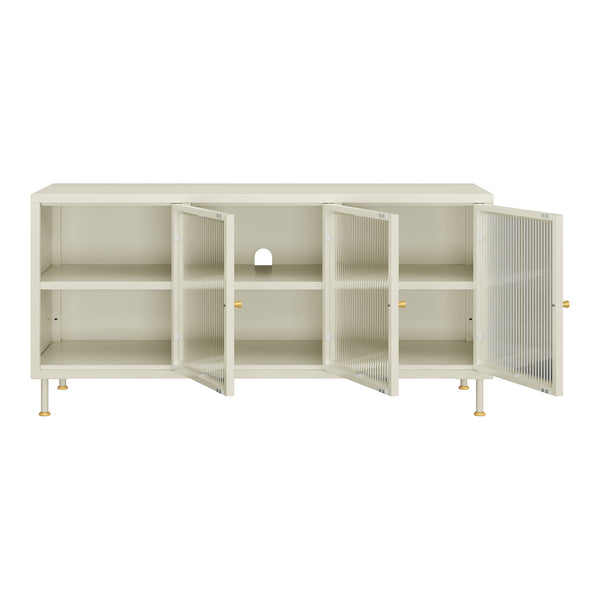 TV-møbel Lindau stål 120x40x59 cm cremehvid [en.casa]