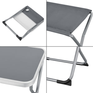 2-i-1 campingstol og bord Barete 47x47x37 cm grå [en.casa]