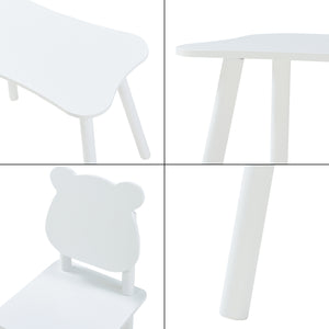 Panjang-børnesiddegruppe med bamsedesign hvid [en.casa].