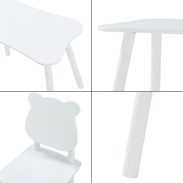 Panjang-børnesiddegruppe med bamsedesign hvid [en.casa].