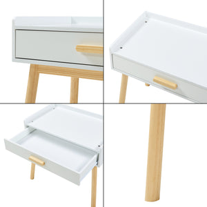 Børneskrivebord med stol Skjervøy træ/hvid [en.casa]