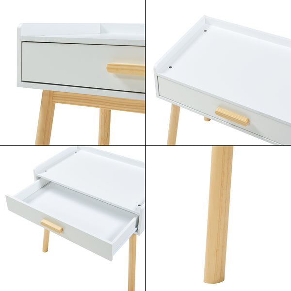 Børneskrivebord med stol Skjervøy træ/hvid [en.casa]