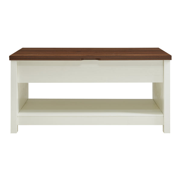 Kasama sofabord med løfteplade og opbevaringsplads 110x55x54 cm valnøddelook/hvid [en.casa]