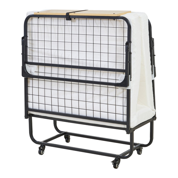 Metalfoldeseng Lustendi med madras 200x90cm sort/eg-look [en.casa].