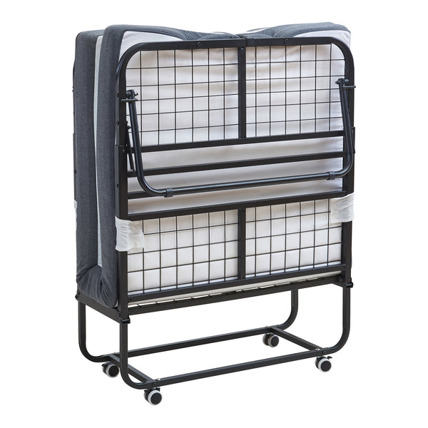 Metalfoldeseng Borjavle med madras 200x90cm sort [en.casa]