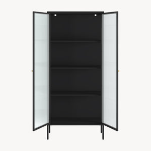 Vitrineskab Vinterhavn 180x80x35 cm stål sort [en.casa]