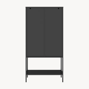 Vitrineskab Borshavisa stål 2-dørs 160x80x35 cm sort [en.casa]
