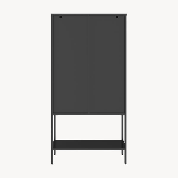 Vitrineskab Borshavisa stål 2-dørs 160x80x35 cm sort [en.casa]