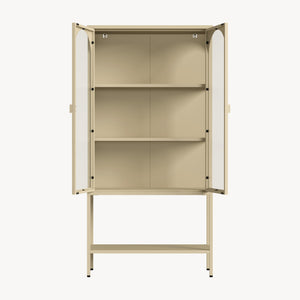 Vitrineskab Klippestad Stål 160x80x35 cm Kamelbrun [en.casa]