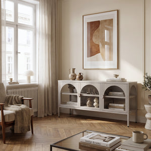 Vitrineskab Klippestad Stål 118x35x55 cm Kamel Farve [en.casa]