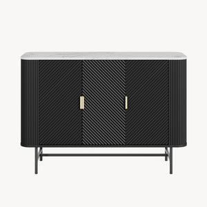 Sideboard Olvehok 110x40x77 cm Sort/Marmorlook, hvid [en.casa]