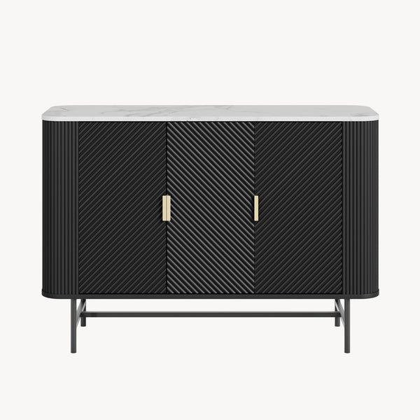 Sideboard Olvehok 110x40x77 cm Sort/Marmorlook, hvid [en.casa]