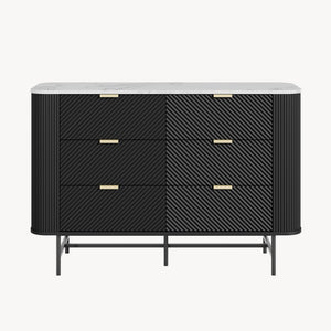 Kommode Olvehok 120x40x81 cm Sort/Marmorlook, hvid [en.casa]