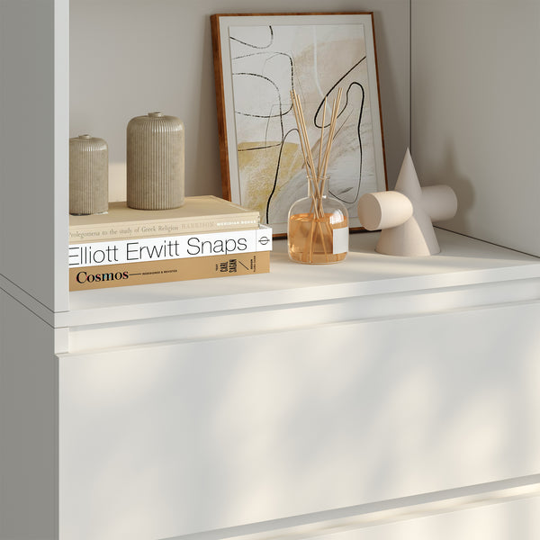 Les reol med 3 skuffer 180x60x35 cm Hvid [en.casa]