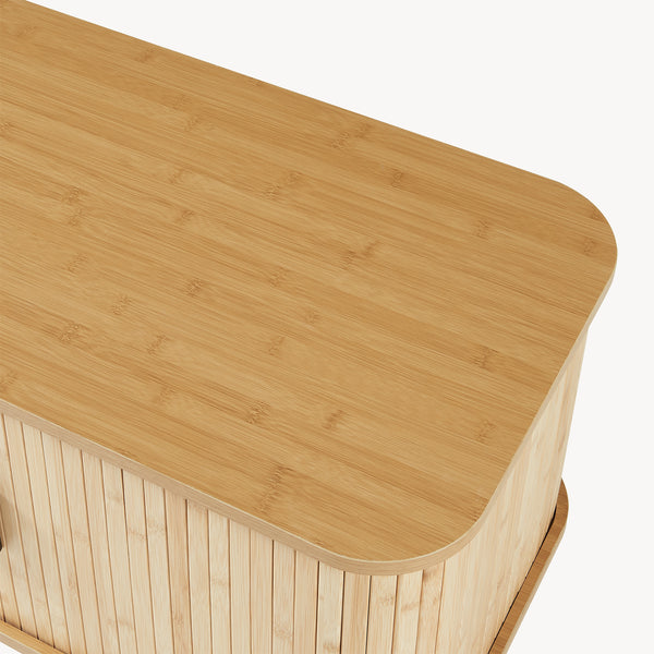 Skoskab med sædehynde Tvedestrand 50x80x40 cm Bambus/Beige [en.casa]