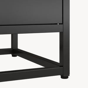 Bogreol med skab Hailuoto 80x40x180 cm stål sort, mat [en.casa]