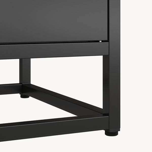 Bogreol med skab Hailuoto 80x40x180 cm stål sort, mat [en.casa]