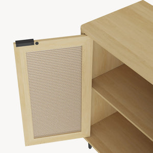Skænk Lukhomso 83x80x40 cm egetræslook/rattan-look [en.casa]
