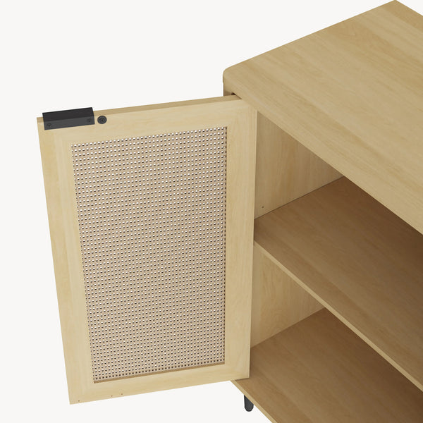 Skænk Lukhomso 83x80x40 cm egetræslook/rattan-look [en.casa]
