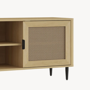 TV-skab Lukhomso 152x40x54 cm egetræslook/rattan-look [en.casa]