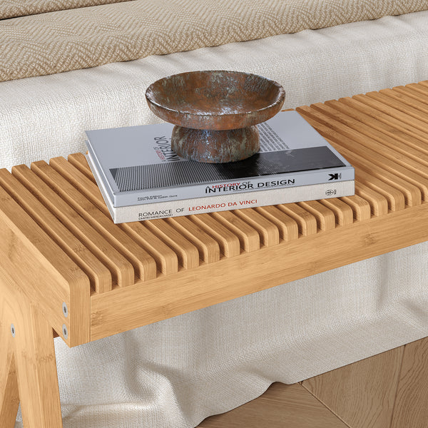 Bænk Lasdarvoo 120x35x45 cm naturlig bambus [en.casa]