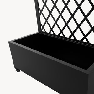 Skillevæg Malja med blomsterkasse i stål 190x82x38 cm sort [casa.pro].