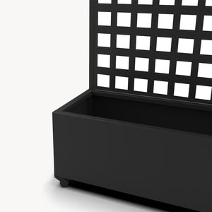 Skillevæg Toma med blomsterkasse i stål 190x82x38 cm sort [casa.pro]