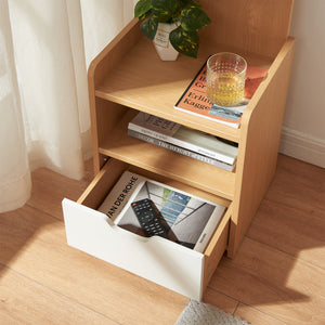 Sengebord Bordkak 75x35x30 cm egetræslook/hvid [en.casa]