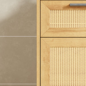 Badeværelsesskab Marhasa 92x40x30 cm Eg-look/Sort [en.casa]
