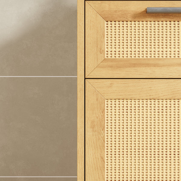 Badeværelsesskab Marhasa 92x40x30 cm Eg-look/Sort [en.casa]