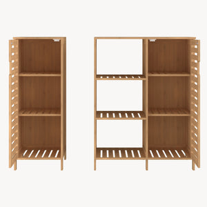 Skabsskab Hakseri 2 dele 87x99x33 cm Bambus Natur [en.casa]